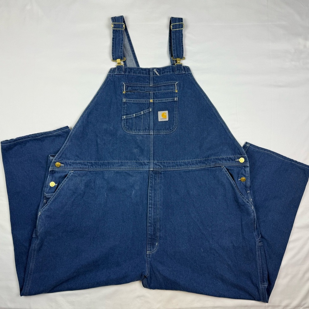 Carhartt Mens Loose Fit Jean Bib Overalls 56 x 29 Blue Denim Work Wear